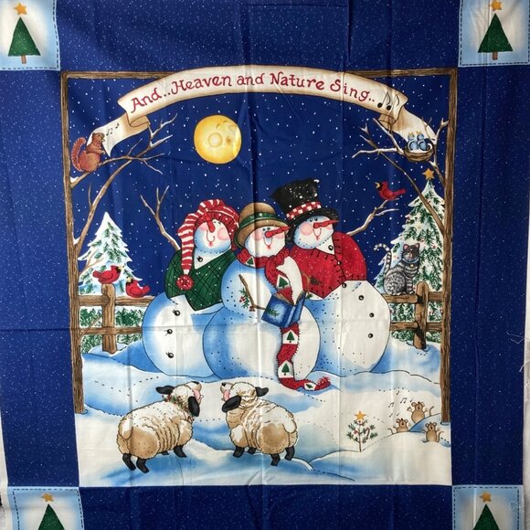 Daisy Kingdom Heaven Natur Sing Snowman Quick Quilt Panel Christmas Craft Fabric - Picture 1 of 9